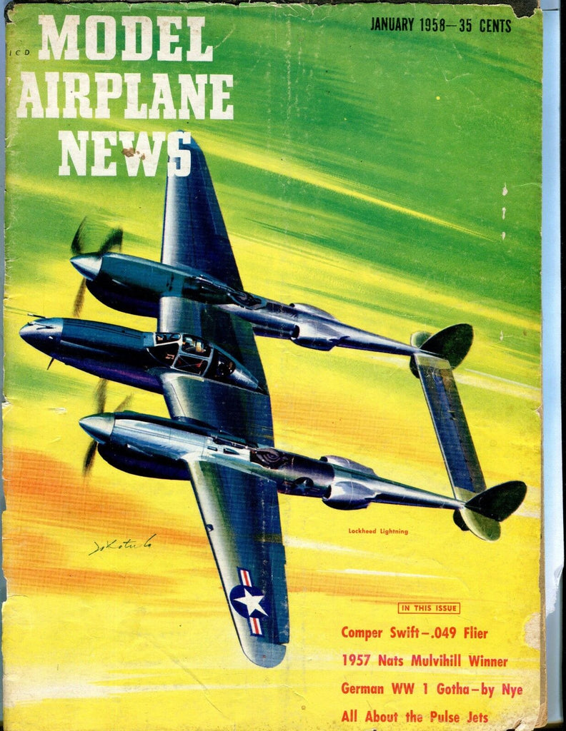 Model Airplane News Magazine January 1958 Lockheed Lightning ACC 041317nonjhe