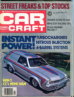 Car Craft Magazine November 1976 Turbochargers 4-Barrel Systems VG 012016jhe