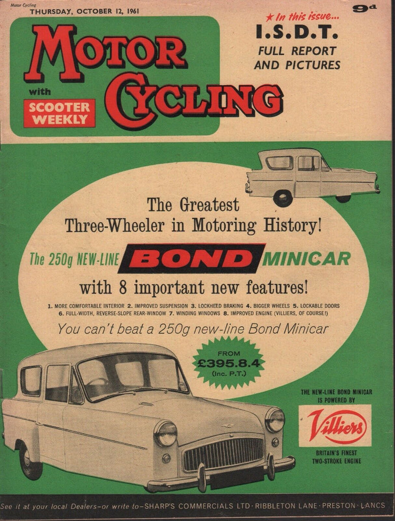 Motor Cycling October 12 1961 Bond Minicar, Villiers, ISDT 071717DBE