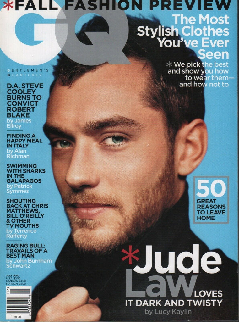 GQ Magazine July 2002 Jude Law John Burnham Schwartz James Ellroy 081518DBE