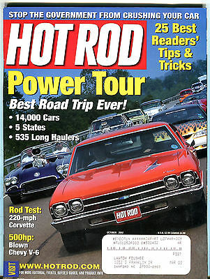 Hot Rod Magazine October 2002 Power Tour Corvette EX 021916jhe