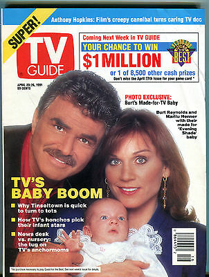TV Guide Magazine April 20-26 1991 Burt Reynolds Marilu Henner EX 022616jhe2