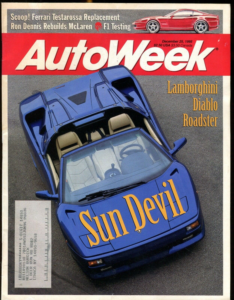AutoWeek Magazine December 25 1995 Lamborghini EX w/ML 022317nonjhe