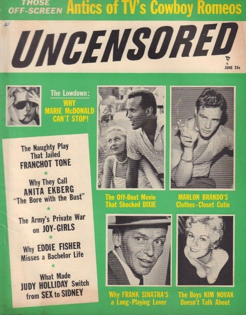 Uncensored June 1957 Marie McDonald Marlon Brando Kim Novak 012519DBE