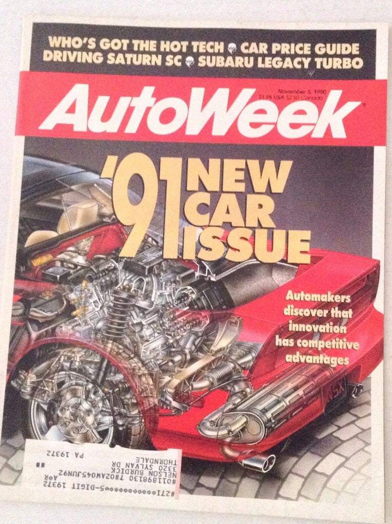 Autoweek Magazine Driving Saturn SC November 5, 1990 011617rh