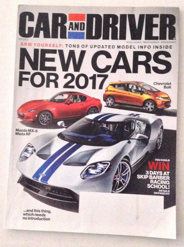Car And Driver Magazine Mazda Mx-5 Miata Chevy Bolt September 2016 121916rh