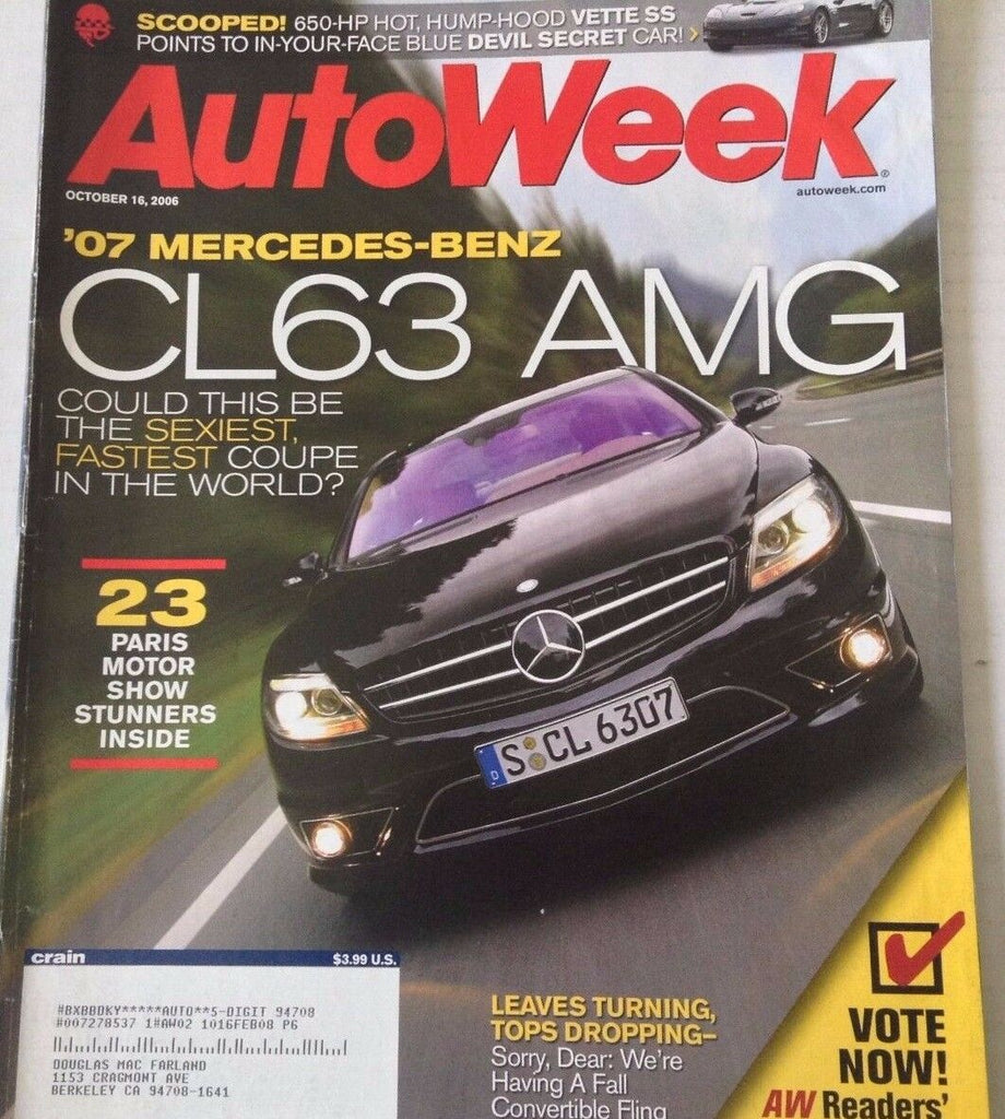 AutoWeek Magazine CL63 AMG Paris Motor Show October 16, 2006 080217nonrh