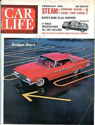 Car Life Magazine February 1961 Dodge Dart Pontiac Tempest EX NO ML 121215jhe
