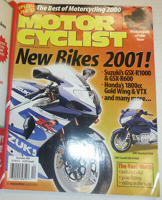 Motor Cyclist Magazine Suzuki GSX-R1000 Honda 1800cc December 2000 020415R