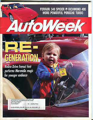 AutoWeek Magazine March 15 1993 Rodeo Drive Ferrari Fest EX 012616jhe