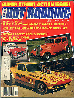 Popular Hot Rodding Magazine February 1976 Bracket Racing ML VGEX 122215jhe