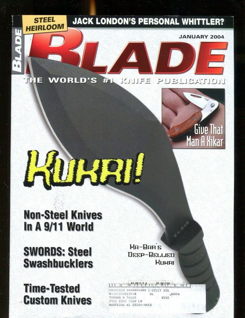 Blade Magazine January 2004 Ka-Bar Kukri EX w/ML 012417jhe