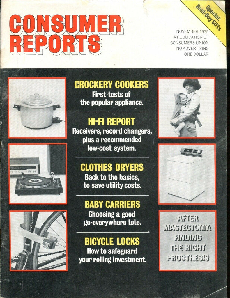 Consumer Reports Magazine November 1975 Cookers VGEX No ML 020617jhe