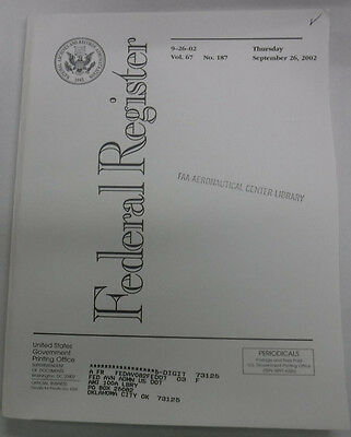 Federal Register Magazine September 26, 2002 Vol.67 No.187 FAL 081915R2