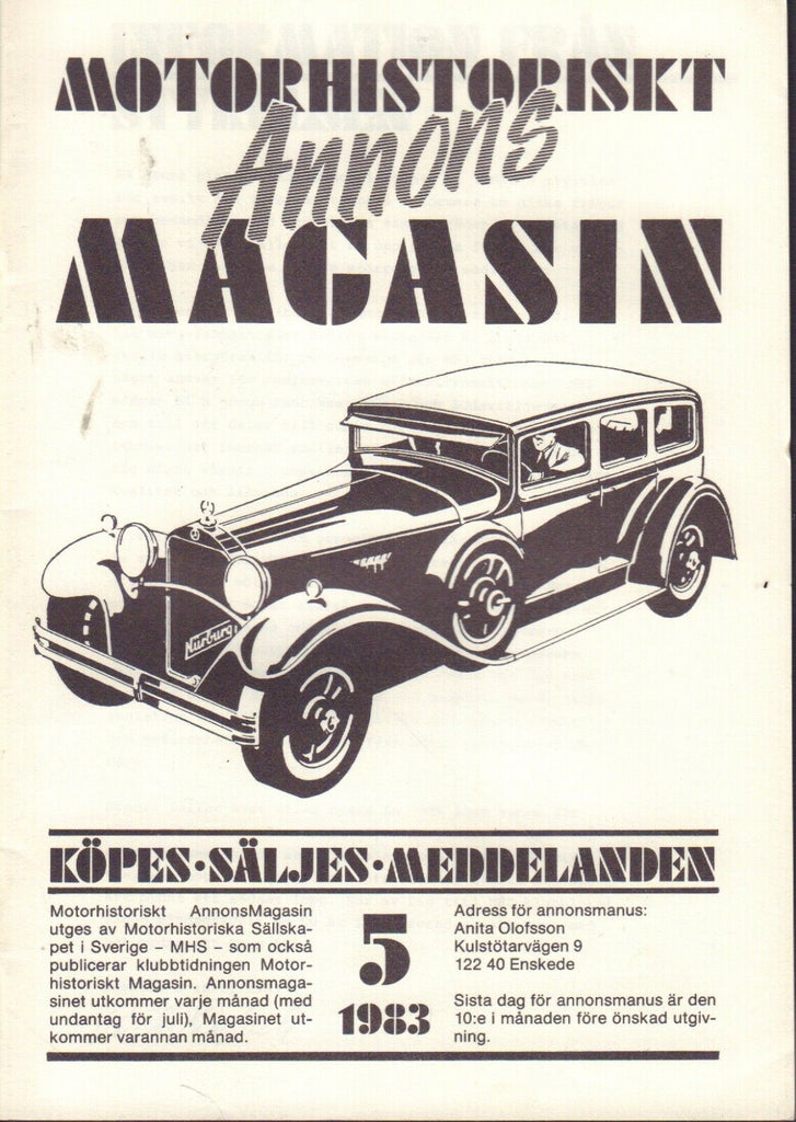 Motorhistoriskt Magasin Annons Swedish Car Magazine 5 1983 Buick 032717nonDBE