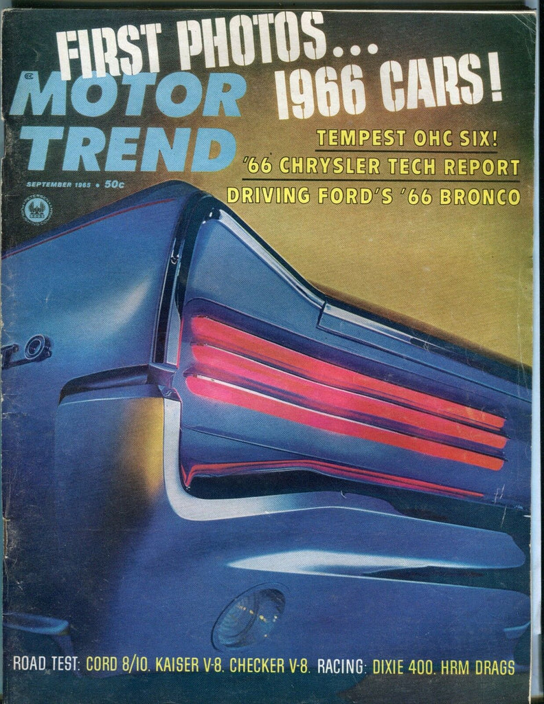 Motor Trend Magazine September 1965 Ford Bronco VG No ML 011017jhe