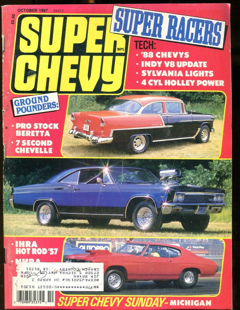 Super Chevy Magazine October 1987 Super Racers EX w/ML 030117nonjhe