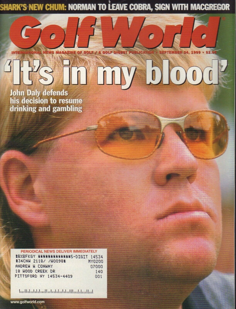 Golf World Magazine September 24 1999 John Daly 072617nonjhe