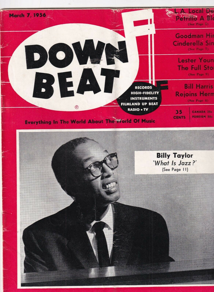 Down Beat Mag Billy Taylor Lester Young March 7, 1956 101219nonr