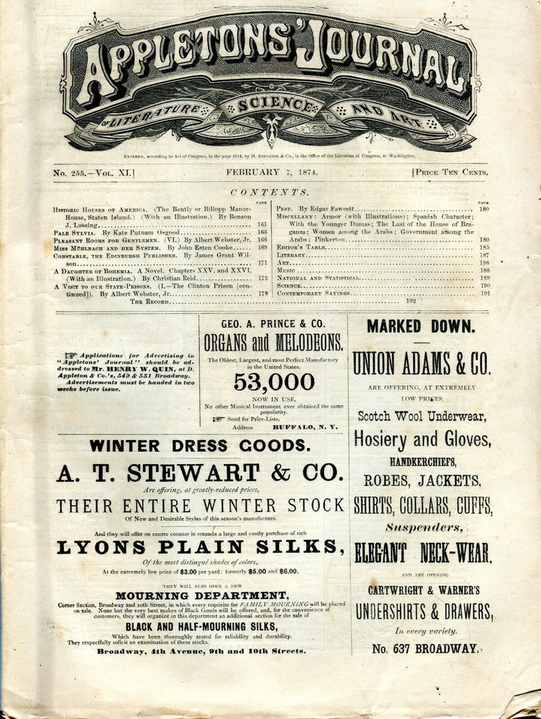 Appletons' Journal February 7 1874 Historic Houses GD 101916jhe