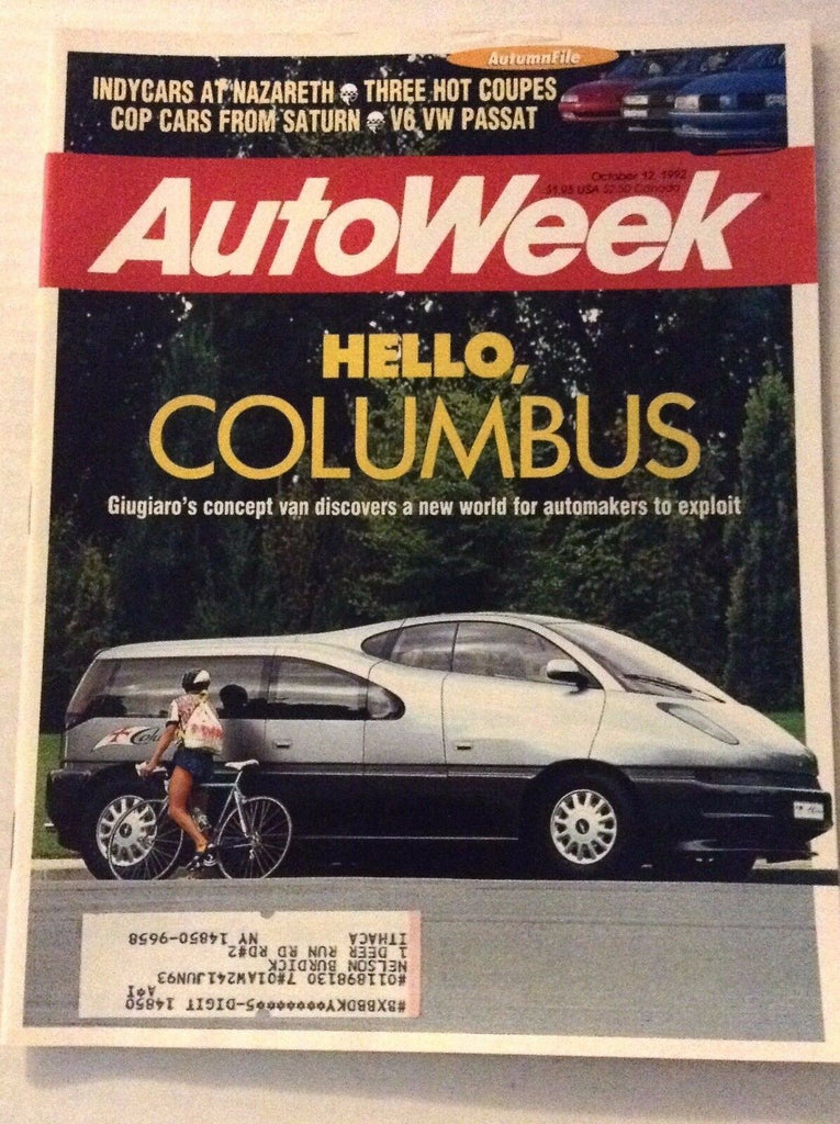 Autoweek Magazine Magazine Giugiaro's Concept Van October 12, 1992 011717RH