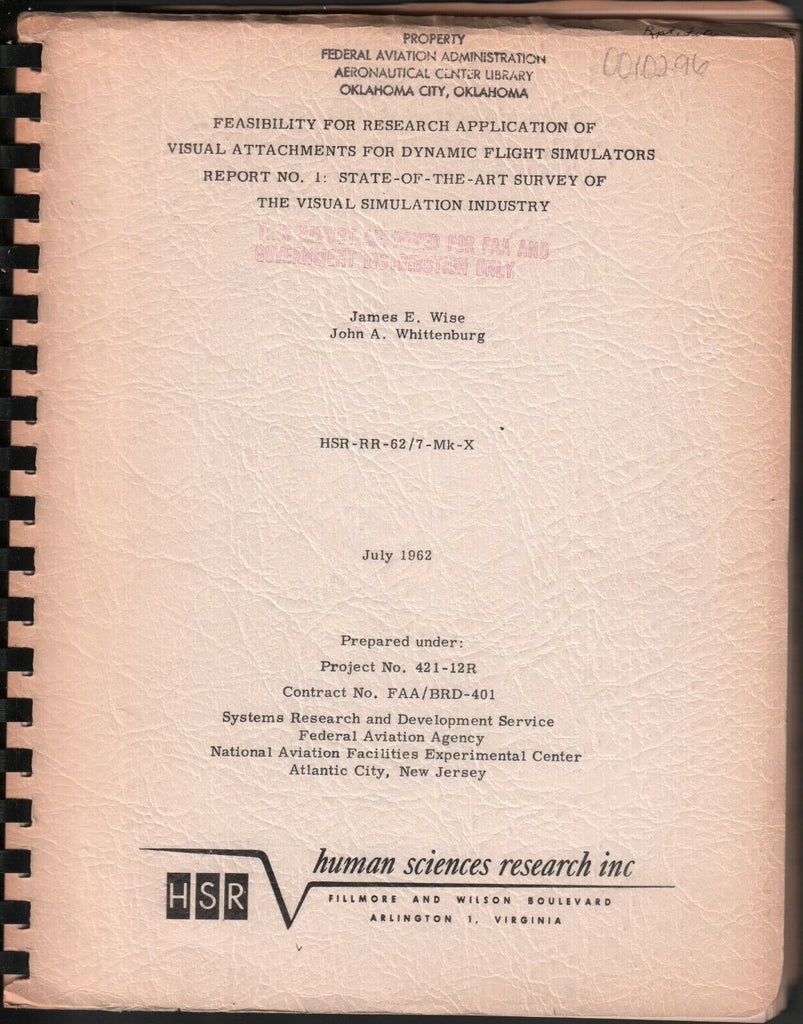 Report No.1 Dynamic Flight Simulators HSR July 1962 exFAA 062918DBE2