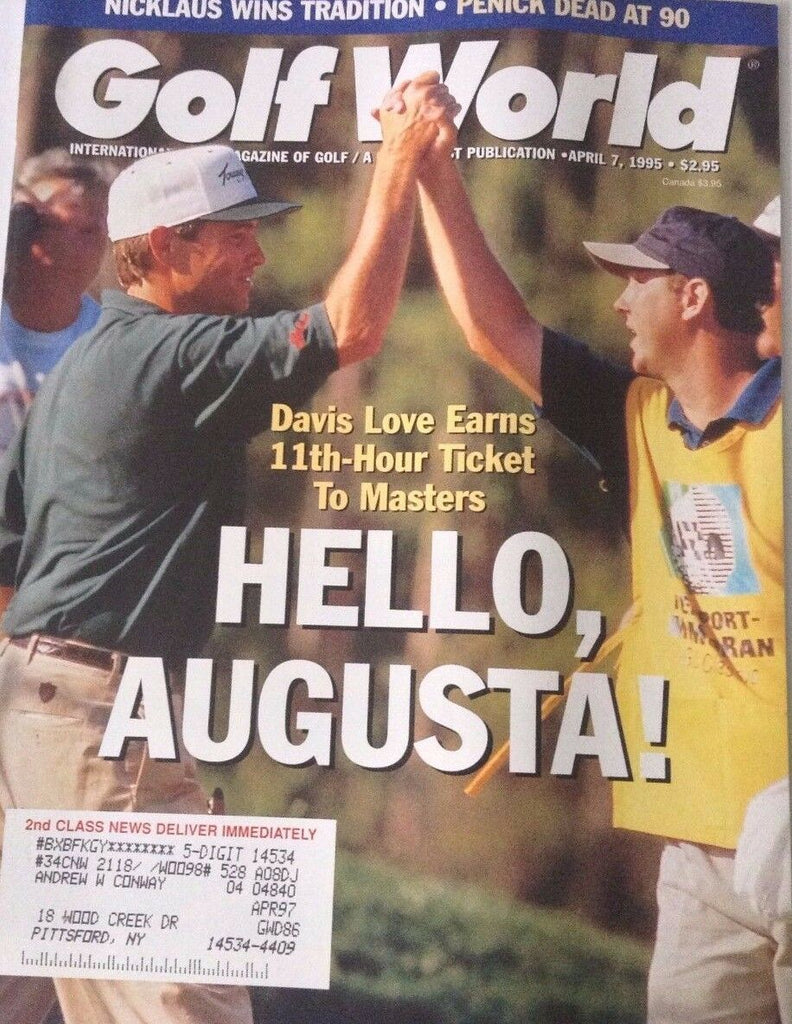 Golf World Magazine Davis Loves Ticket To Masters April 7, 1995 072417nonrh