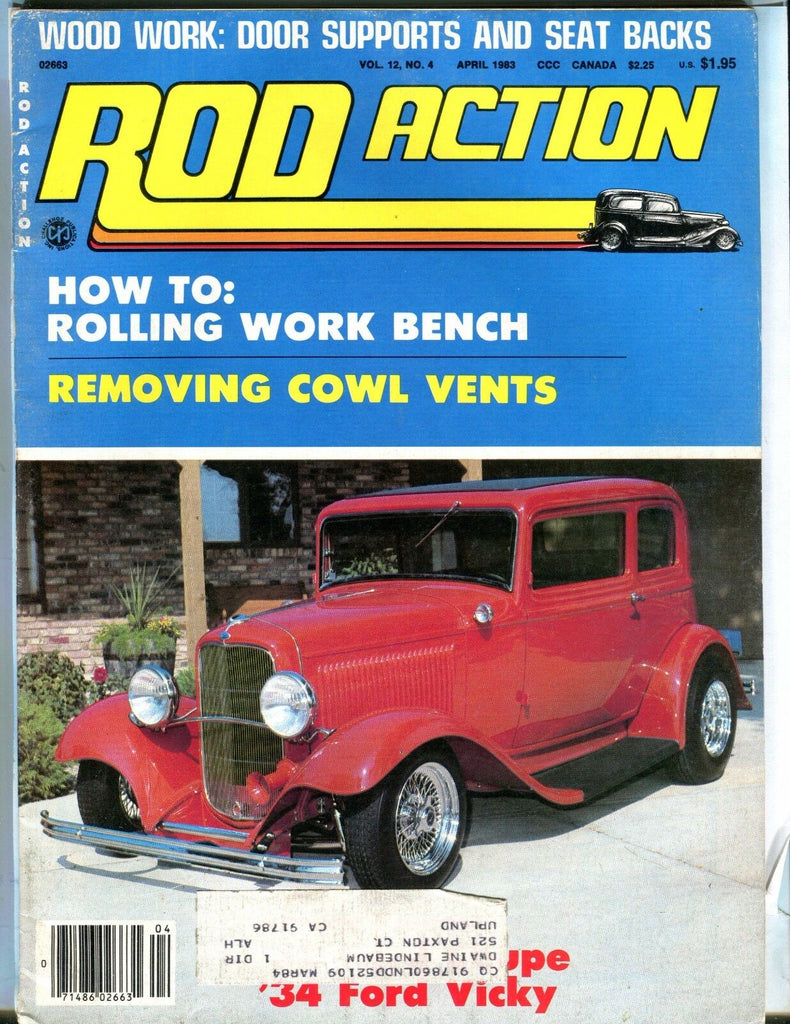 Rod Action Magazine April 1983 '34 Ford Vicky VG w/ML 030817nonjhe