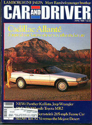 Car and Driver Magazine June 1986 Cadillac Allante' VGEX 122915jhe
