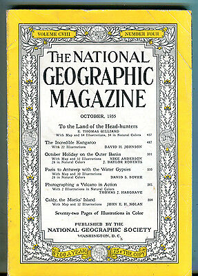 National Geographic Magazine October 1955 Head-hunters No Map VG 071316jhe