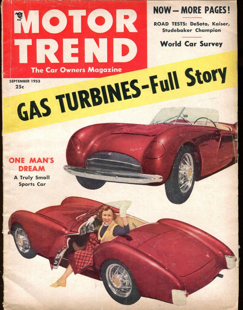 Motor Trend Magazine September 1953 Gas Turbines VG No ML 030117nonjhe