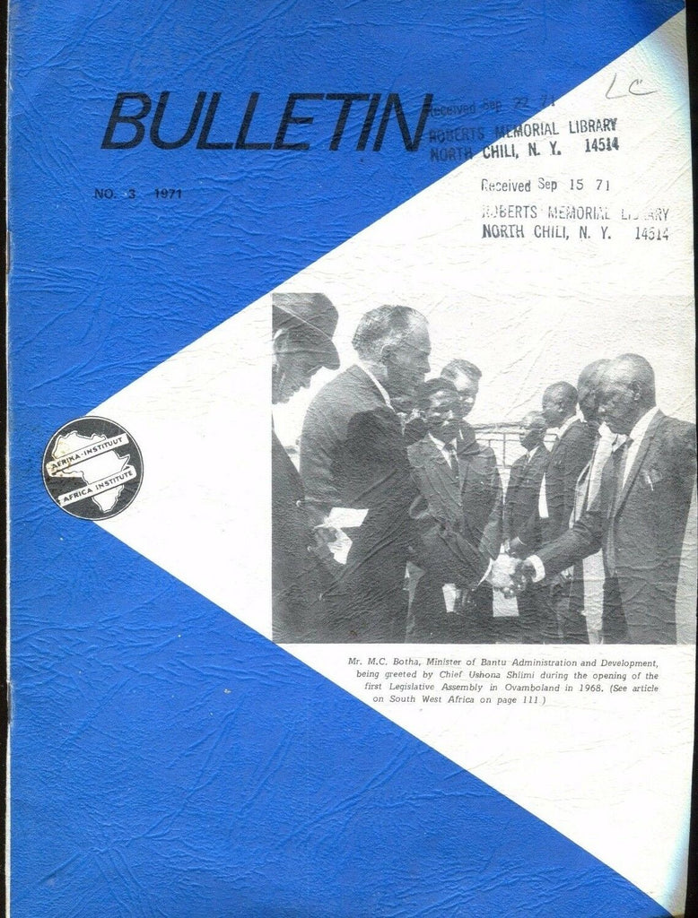 Bulletin Of The Africa Institute April 1971 M.C. Botha EX 020617jhe