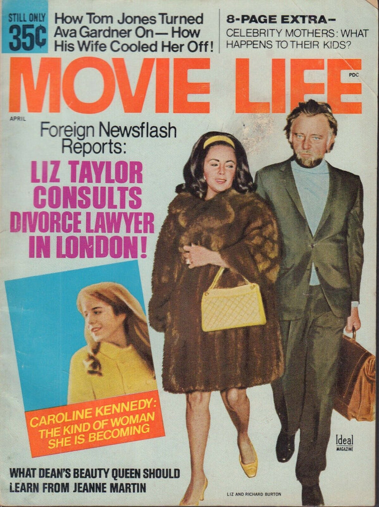 Movie Life April 1970 Liz Taylor Carline Kennedy Richard Burton 020519DBE