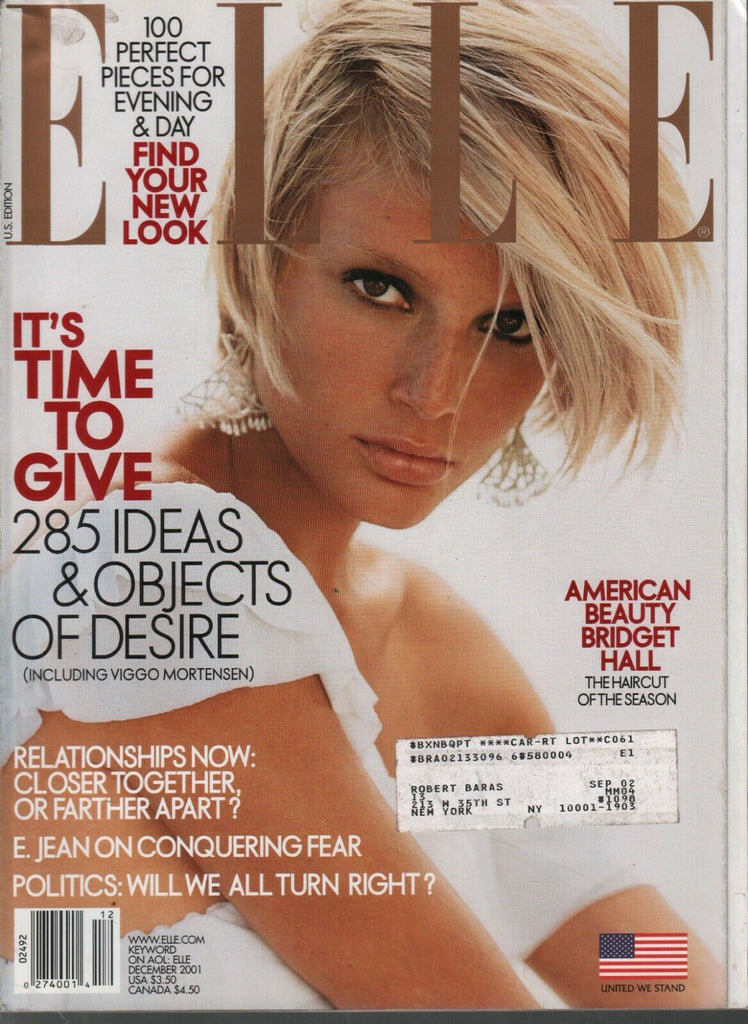 Elle Fashion Magazine December 2001 Bridget Hall 101620ame