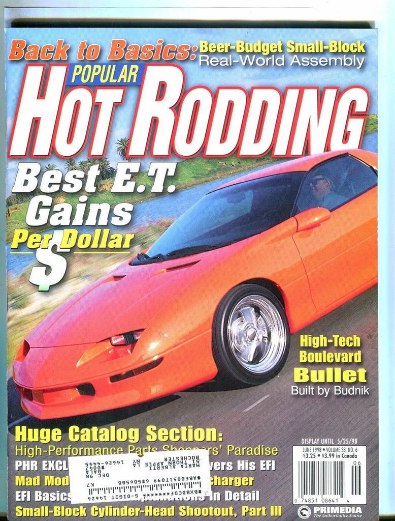 Popular Hot Rodding Magazine June 1998 Budnik Bullett EX w/ML 050617nonjhe