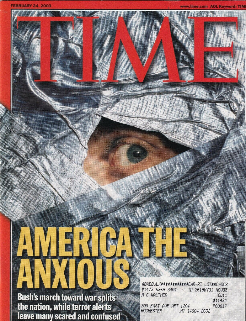 Time Mag America The Anxious February 24, 2003 102219nonr