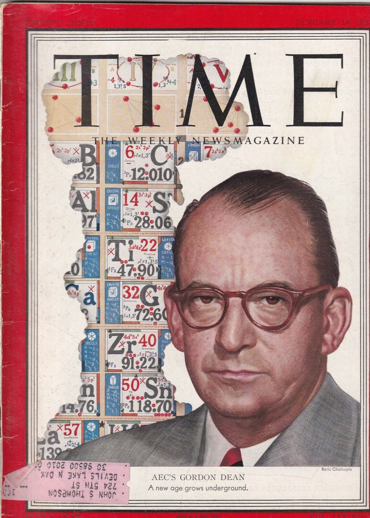 Time Magazine Ace's Gordon Dean January 14, 1952 100219nonr