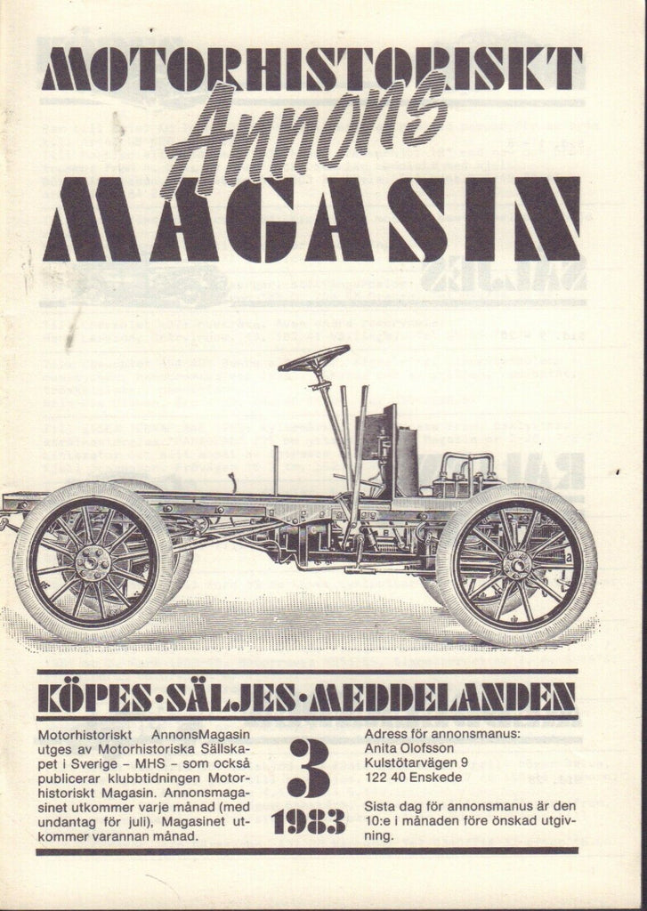 Motorhistoriskt Magasin Annons Swedish Car Magazine 3 1983 Opel 032717nonDBE