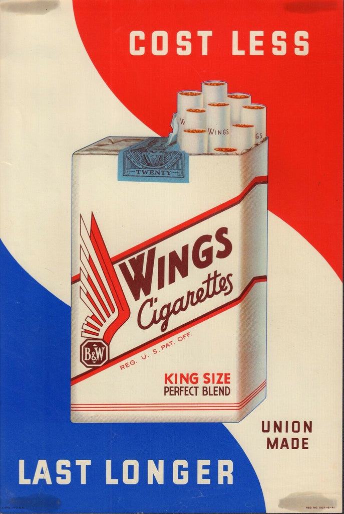 Wings Red White & Blue 15"x11" Original Cigarette Advert Poster Circa 1930/40