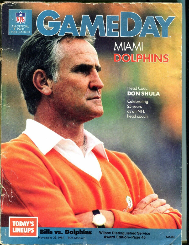 Gameday Magazine Bills Dolhins 1987 Don Shula GD 060117nonjhe