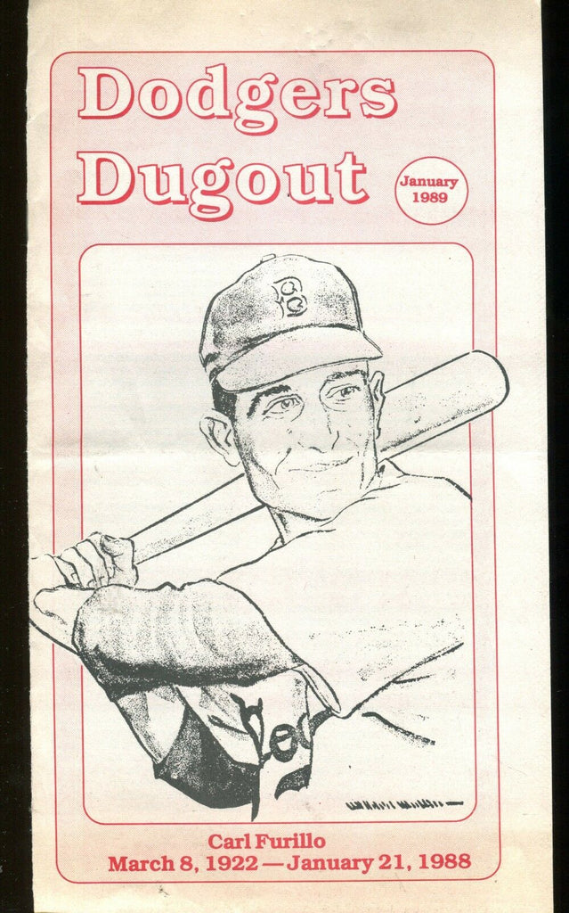 Dodger's Dugout Newspaper January 1989 Carl Furillo EX 013117jhe