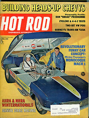 Hot Rod Magazine April 1970 Mickey Thompson EX 022316jhe