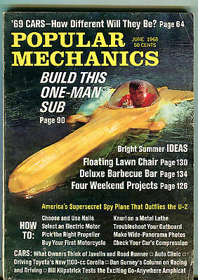 Popular Mechanics Magazine June 1968 One-Man Sub VG 033116jhe