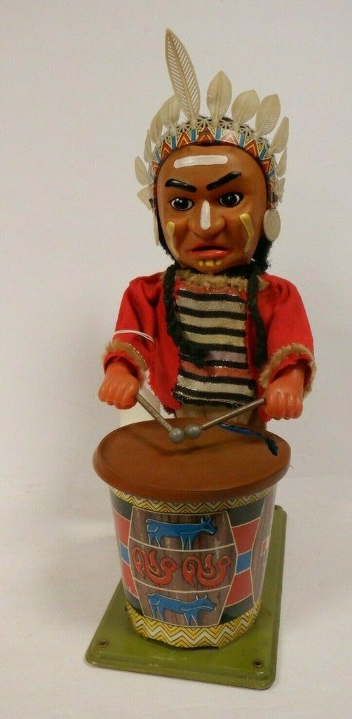 1960s TN Nomura Drummer Indian Battery Operated Tin Toy Japan 010420DBT