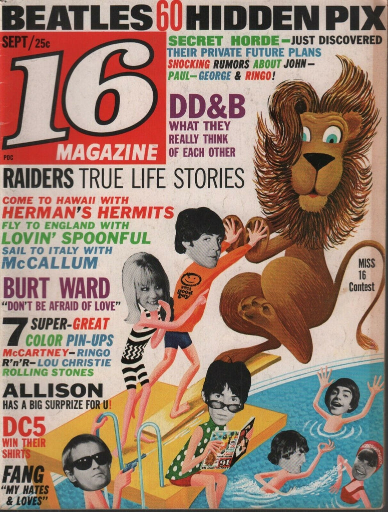 16 Magazine September 1966 Paul McCartney The Beatles Burt Ward 100219AME