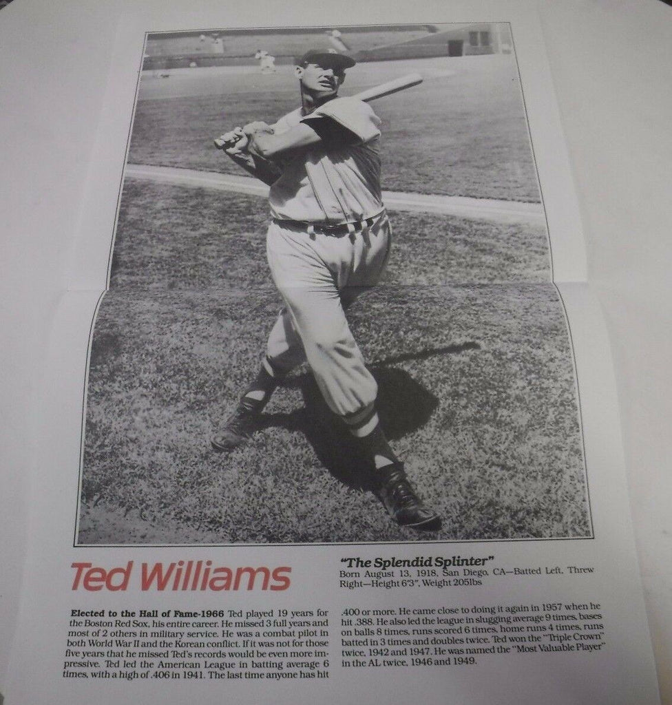 Ted Williams Paper Photo Poster Foldout 11 x 17 Splendid Splinter 101617jh