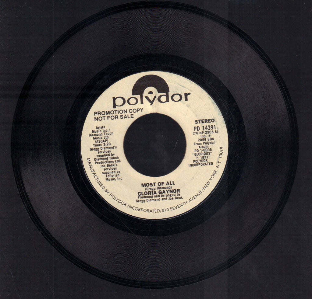Gloria Gaynor Most Of All Polydor Records PD14391 WLP 45 RPM Vinyl 45AME