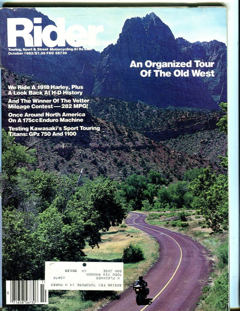 Rider Magazine October 1982 1918 Harley Kawasaki VG w/ML 050917nonjhe