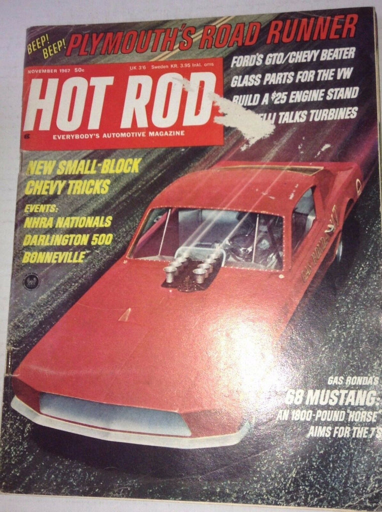 Hot Rod Magazine Small Block Chevy Tricks Plymouths November 1967 042817nonrh