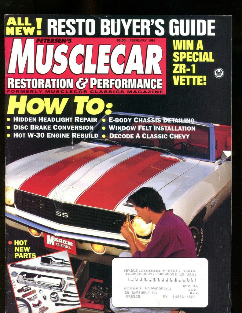 Musclecar Restoration Magazine February 1993 Hot New Parts EX w/ML 012017jhe
